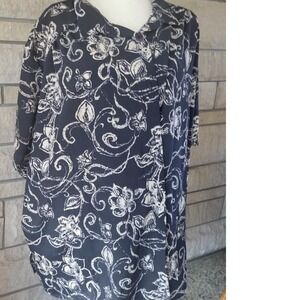 Personal‎ Touch 4X Floral Button Down Short Sleeve Blouse Top Oversized